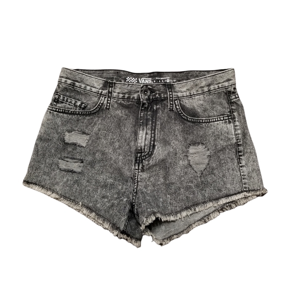 C2 Vans Womens Gray Heather High Waisted Flat Front Denim Cut Off Shorts Size 9 - Picture 1 of 6